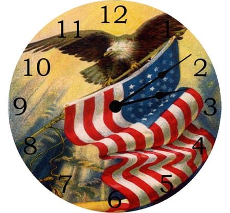 Patriotic Clock - Flag and Eagle